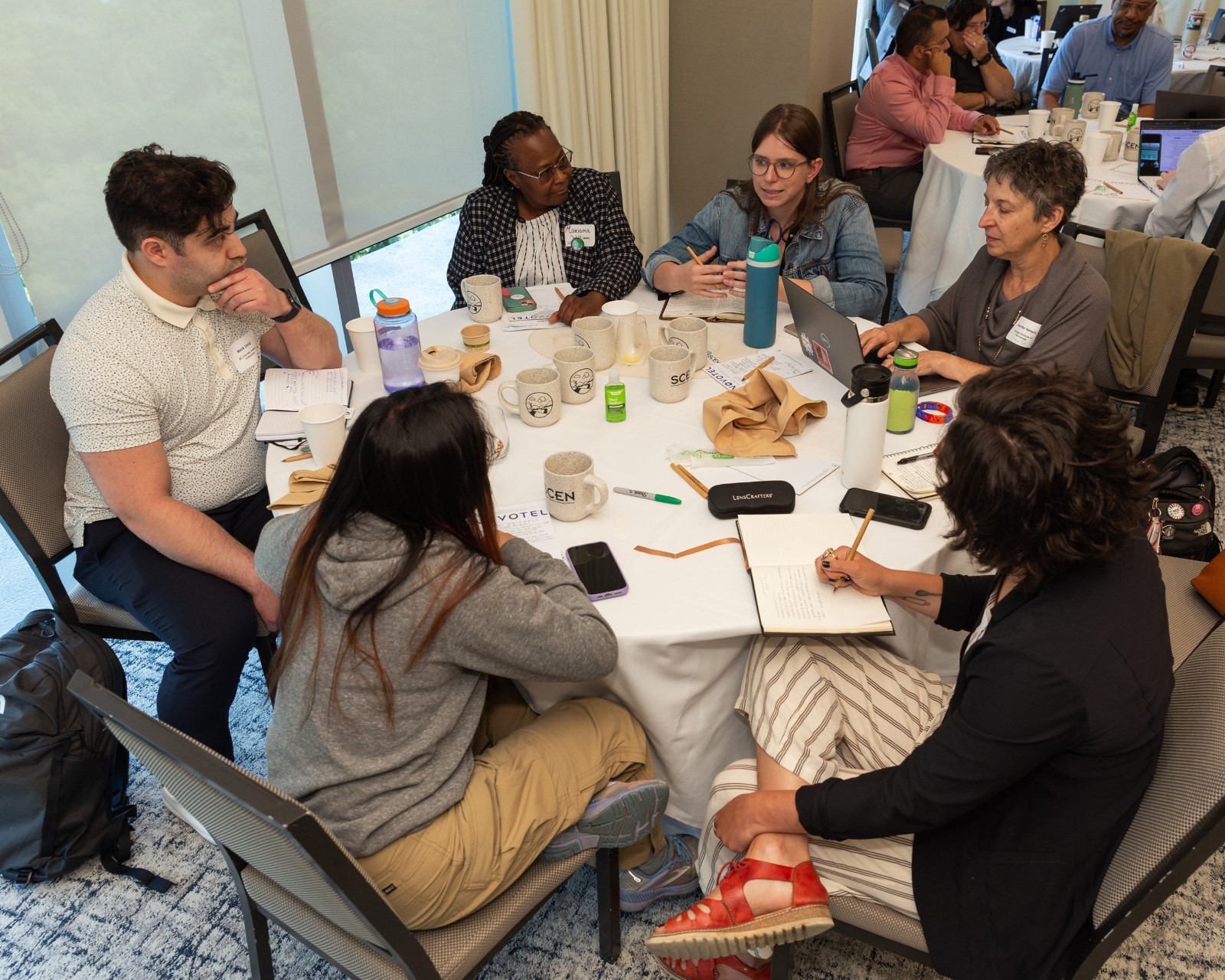 People talking around a table