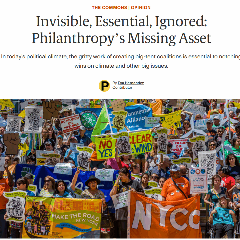 Photo of a large protest and article headline